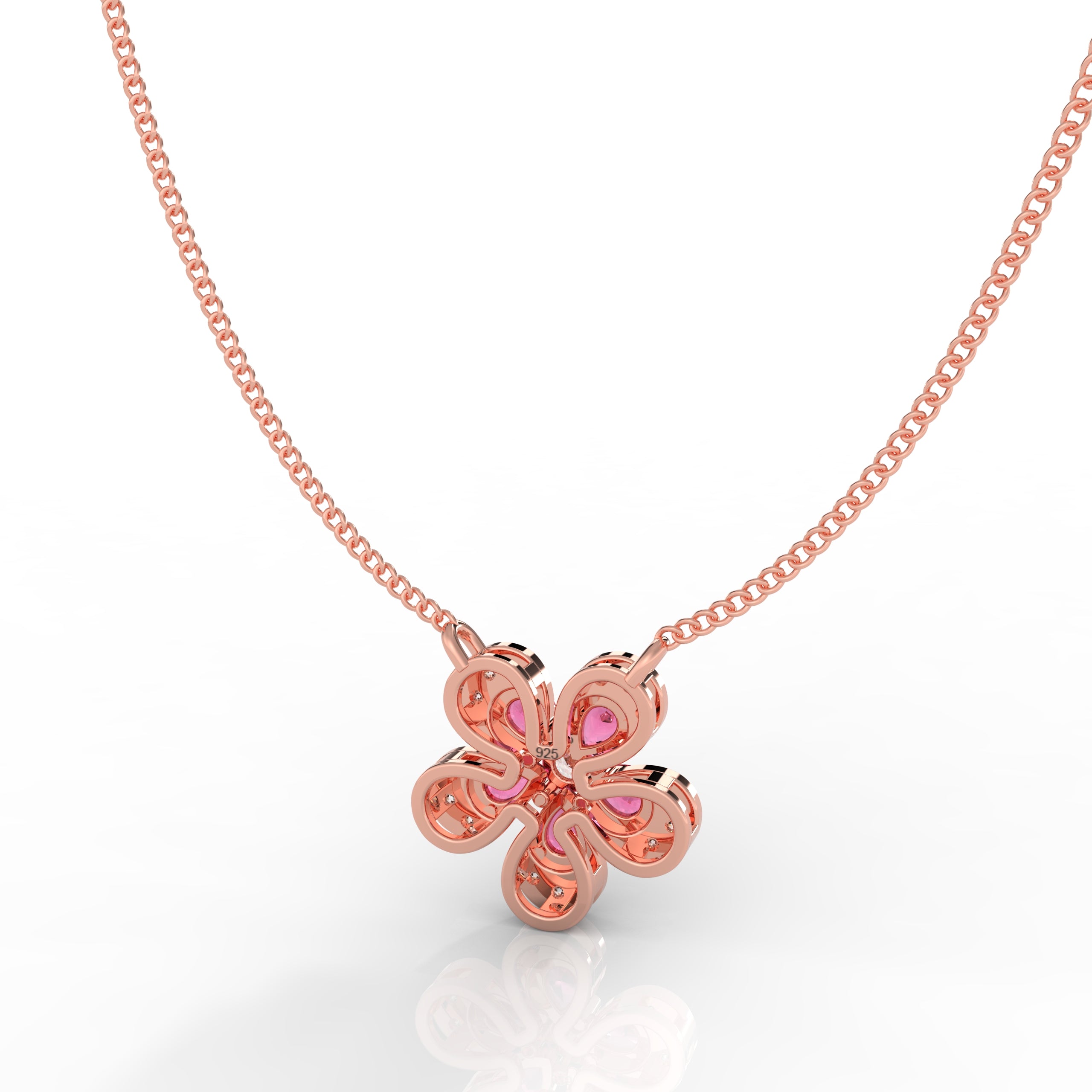 Daisy Flower Ruby Pendant With Chain, Hallmarked 925 Sterling Silver - sitabo