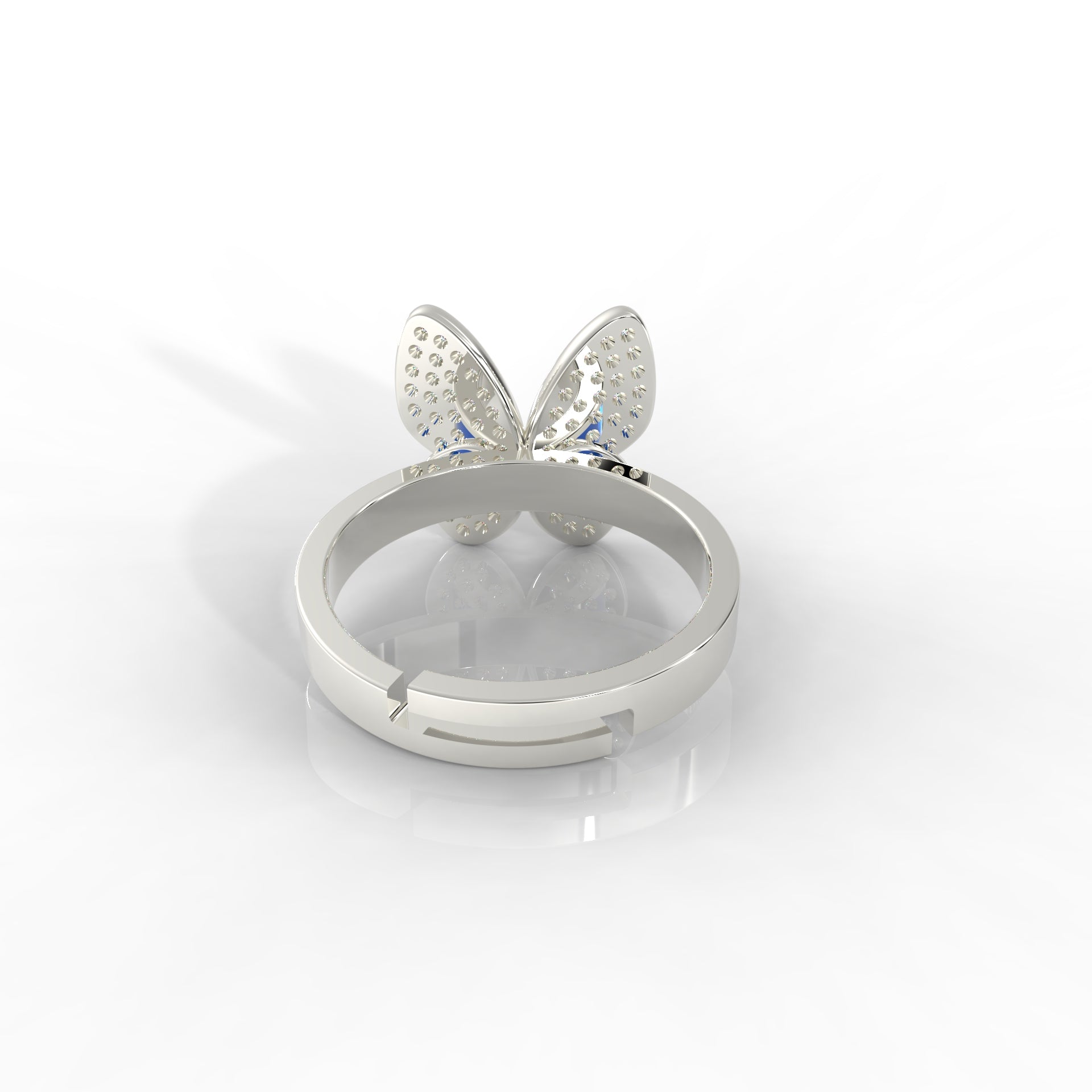 Women Personalized Butterfly Ring White Gold Plated- Hallmarked 925 Sterling Silver White Gold