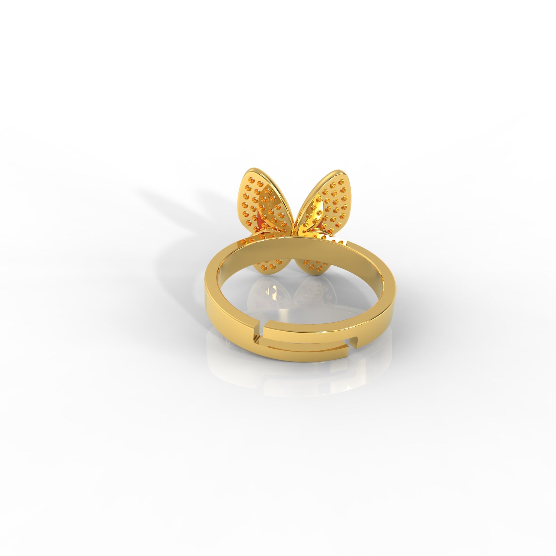 Personalized Butterfly Ring for Women – Hallmarked 925 Sterling Silver with Yellow Gold Plating and Red Enamel, Perfect for Every Occasion
