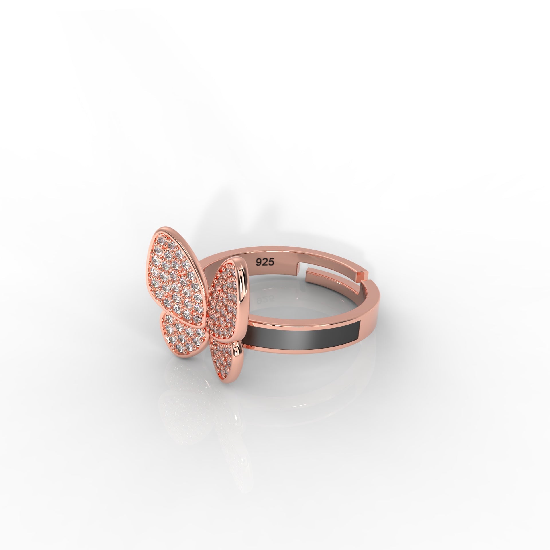 Women’s Personalized Butterfly Ring – Hallmarked 925 Sterling Silver Rose Gold Plated | Elegant & Customizable Jewelry