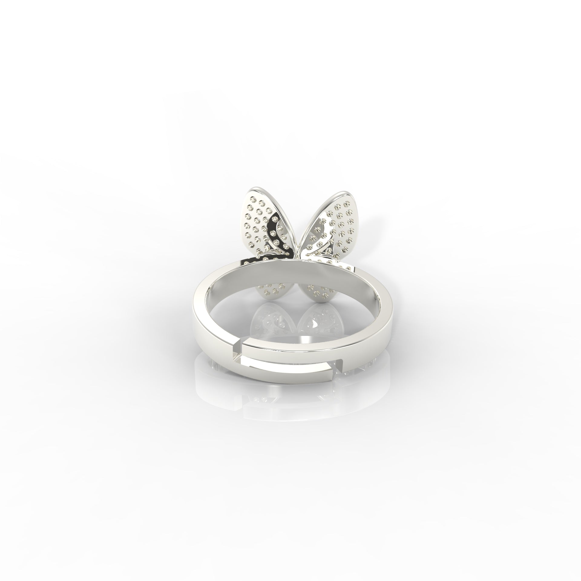 Women’s Personalized Butterfly Ring – Hallmarked 925 Sterling Silver, White Gold Plated with Black Enamel | Elegant & Customizable Jewelry for Every Occasion