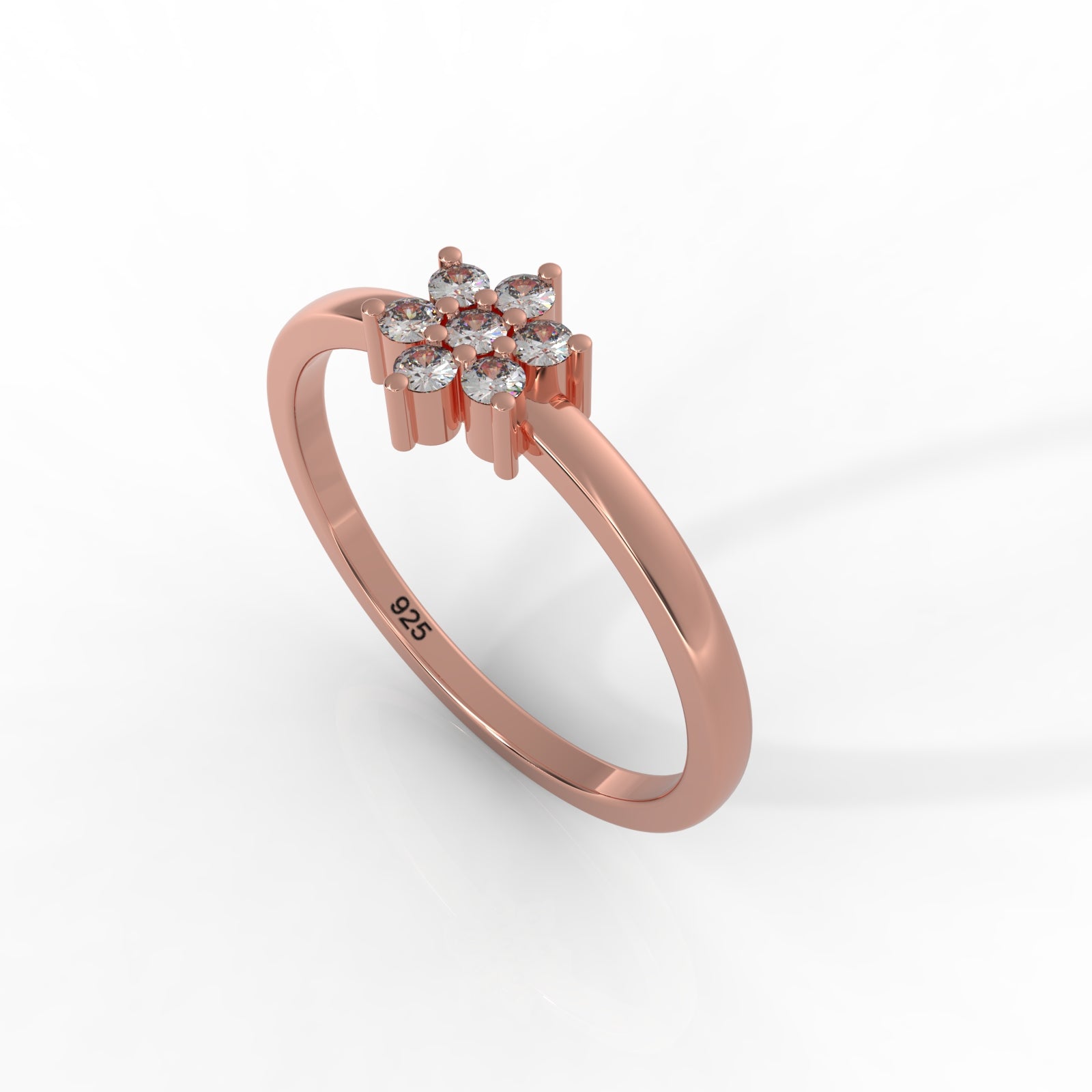 Flower Design Dainty Statement Ring, Hallmarked 925 Sterling Silver