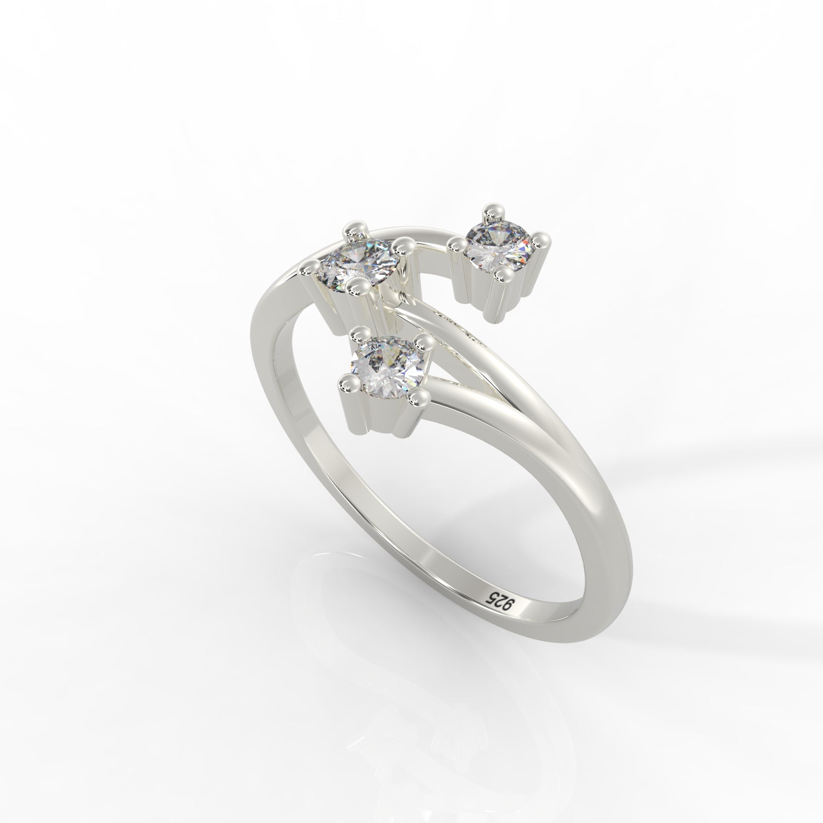 Nature Inspired Leaf Shaped Ring – Hallmarked 925 Sterling Silver White Gold Plated | Elegant & Earthy Jewelry