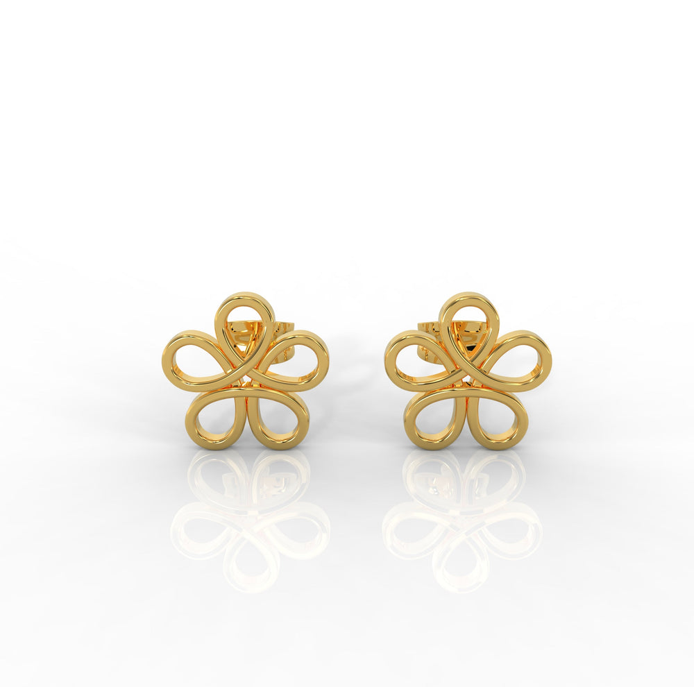 Modern Open Flower Stud Earrings For Her, Hallmarked 925 Sterling Silver