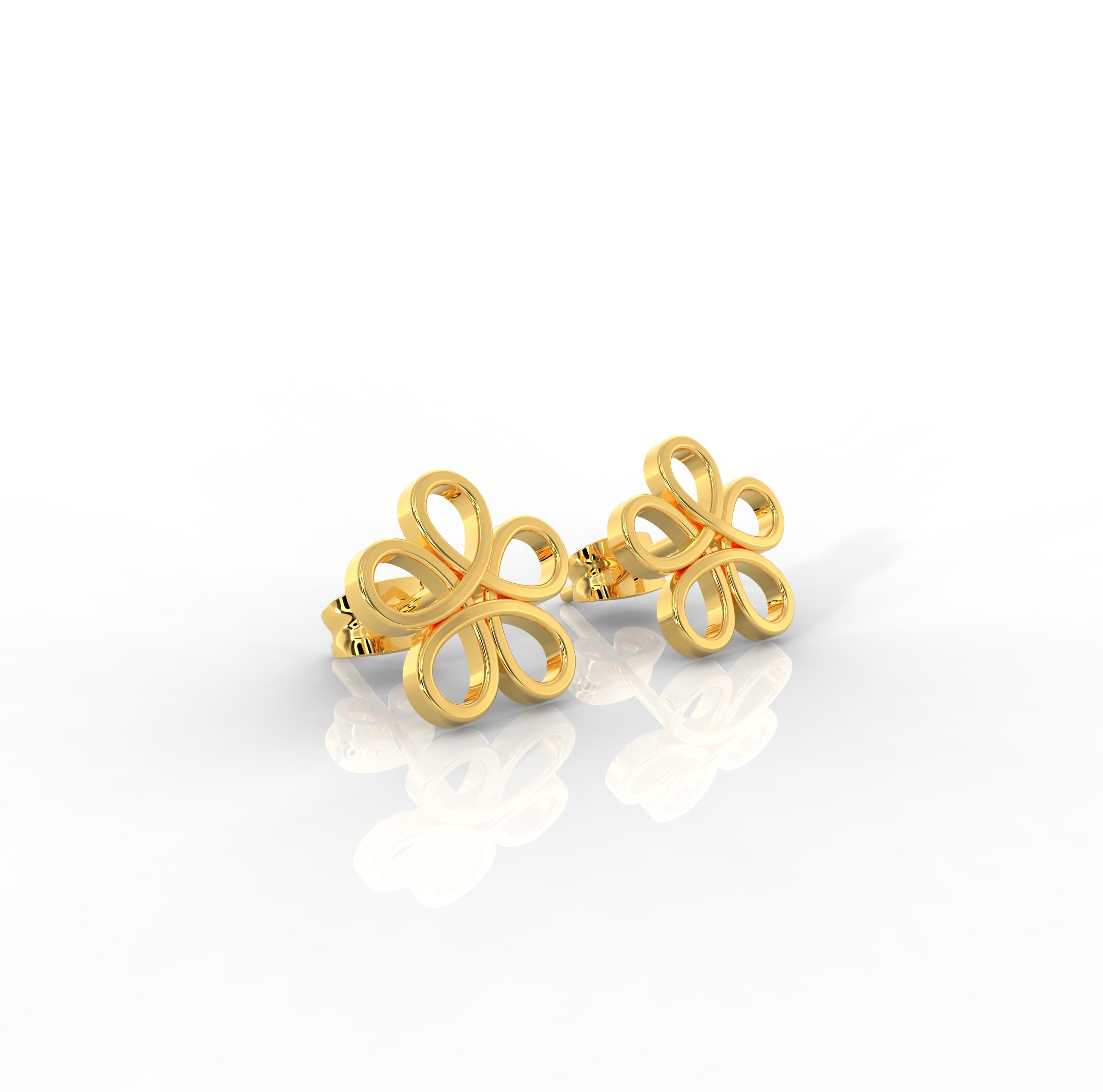Modern Open Flower Stud Earrings For Her, Hallmarked 925 Sterling Silver