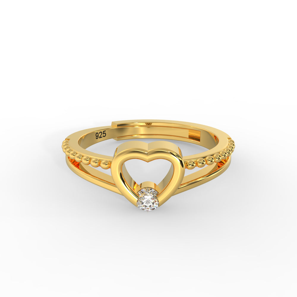 Romantic Heart Solitaire Ring – Sparkling Elegance in 925 Hallmarked Silve by Kesardeep