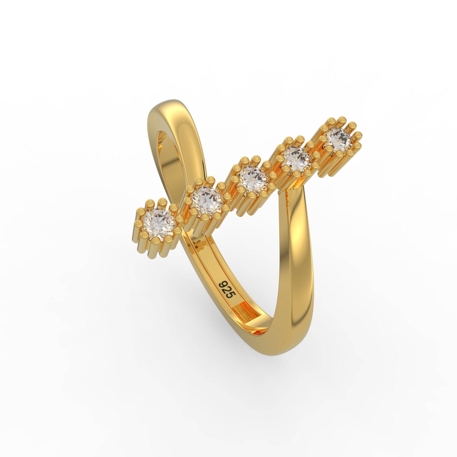 Geometric Sparkle Ring – 925 Hallmarked Sterling Silver Eleganc by Kesardeep